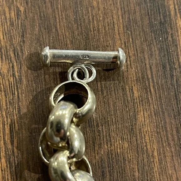 Vintage Sterling Silver 925 Chunky Link Bracelet 7.75” 36g Heavy Toggle Clasp - Picture 4 of 5